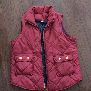 Red Lightweight Vest, Gold Buttons & Roomy Pockets